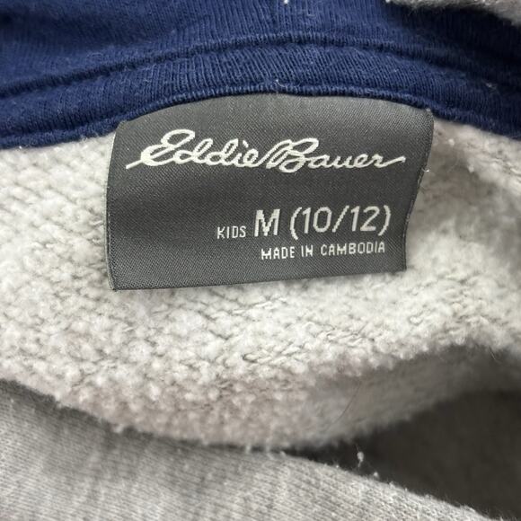 Eddie Bauer Kids Boys Size M (10-12) Gray Cotton Sweatshirt Bear Logo Explore - Picture 2 of 5